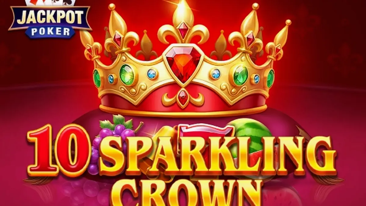 10 Sparkling Crown slot gameplay screen na nagpapakita ng mga prutas at crown wilds